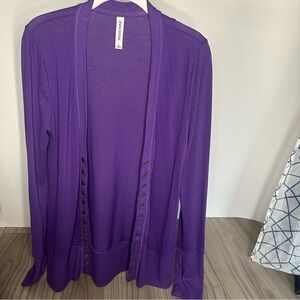Zenana Outfitters Purple Cardigan with Button Detail